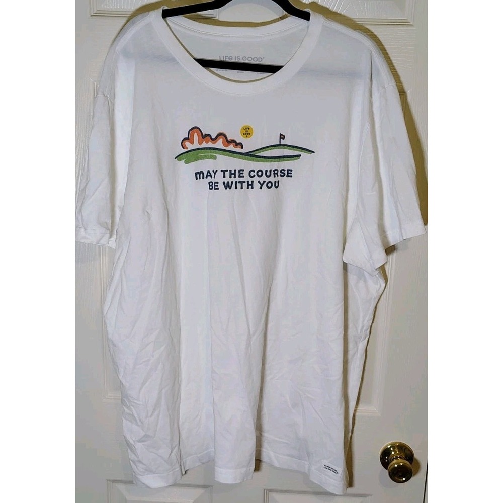 Life Is Good May The Course Be With You Men's White Graphic Crusher Tee 3XL